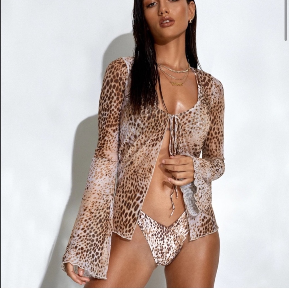 🐆🤎Motel Rocks Leony Mesh Tie Front Cardi Top🤎🐆